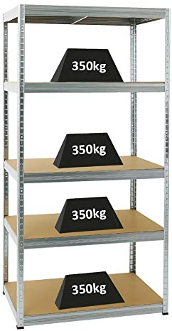 PROREGAL Schwerlastregal Slim Elephant Verzinkt 180x90x60cm Fachlast 350kg Kellerregal, Steckregal, Garagenregal, Lagerregal