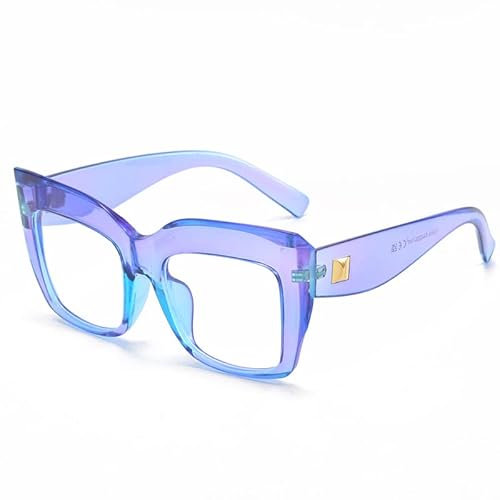 LJCZKA Occhiali Anti Luce Blu Donna Gatto Grandi, Montatura Occhiali da Vista Spessa Quadrati Grandi Occhiali Anti Eyestrain per Computer Gaming