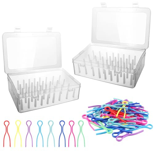 2Pcs Caja de Almacenamiento de Hilo de Coser 42 Bobinas,Soporte para Hilo de Coser con 24 Soportes para Bobinas para Almacenar Hilo de Coser