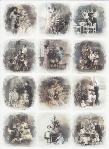 Zita´s Creative Reispapier A3 - Miniature Old Portraits Christmas - Motiv-Strohseide, Strohseidenpapier, Decoupage Papier