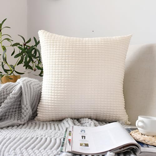 2er Set Sofakissen mit Füllung ( 30x50cm ), Modell Sven creme Kordsamt versteckter Reisverschluss, geeignet als Couchkissen Dekokissen Zierkissen, Premium Füllkissen inklusive, Doppelpack