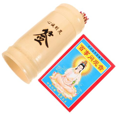 VICASKY Juguetes 1 juego de lotería de avalokitesvara, kit de varillas de adivinación chino, juguete Feng Shui, palillos de madera, varas de la suerte budista, palo de adivinación chino, columna para