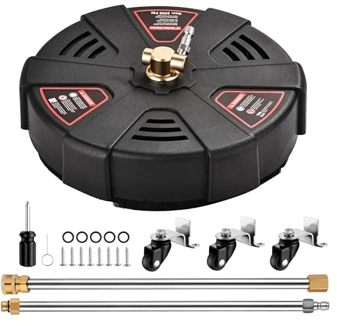 FENG PAI 13 Pressure Washer Surface Cleaner Attachment - 2500 PSI Power Washer Surface Cleaner with 1/4 Quick-Connect, 2 Extension Wand for Cleaning Driveway, Garden, Patio Surface Cleaner
