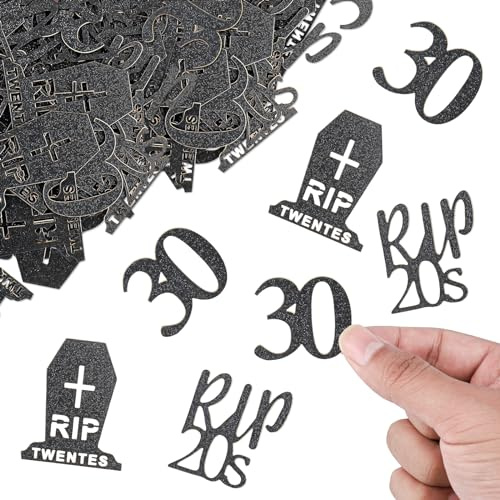 ALEGRE Konfetti 30 Geburtstag Deko Glitzer Rip 20s Deko,150 × Deko 30 Geburtstag Mann Frau Streudeko,30. Geburtstage Deko Schwarz,Tischdeko 30 Geburtstage Männer Deko,Luftschlangen Geburtstagsdeko 30