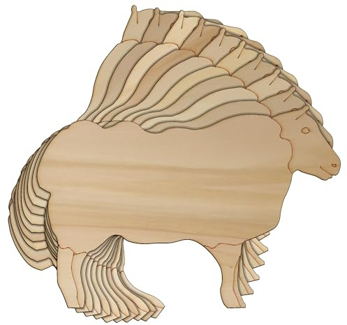 10 forme in legno compensato a forma di pecora in piedi da 3 mm (10 x 15 cm, senza foro)