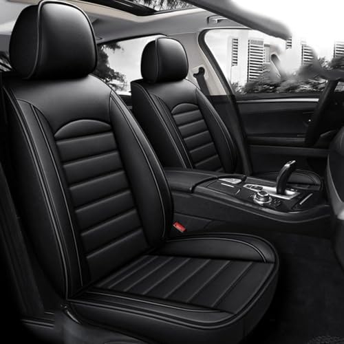 MSMDG Auto Sitzbezüge Sets Für VW Amarok/Beetle/Bora/Caddy/Corrado/EOS/Golf 2000-2023 2024, Leder Schonbezüge sitzschoner vorne und hinten Wasserdicht Verschleißfest,A/Black Style