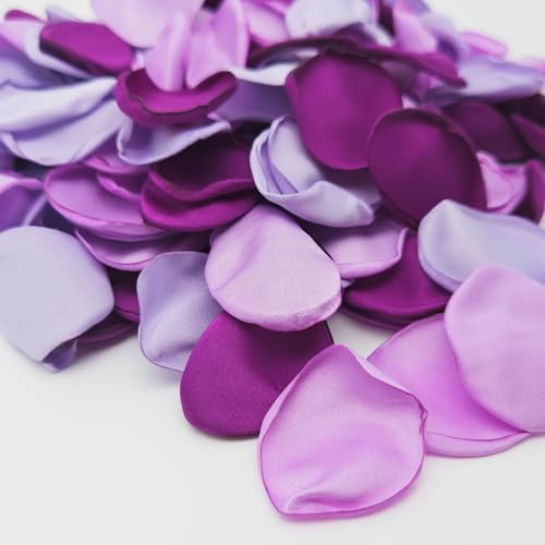 ZYOOO 200Pcs Silk Rose Flower Petals For Valentaine's Day,Wedding Flower Gril Basket,Aisle Scatter,Table Centerpieces,Romantic Night Decoration,3.5cm Each(Purple Series）
