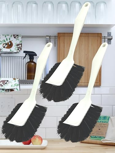 3 x MAAJ Set SPÜLBÜRSTEN LANGKOPF DISKETT TROPFENFORM weiches ROSSHAAR + SCHABKANTE extra voll bestückt - Made IN Germany
