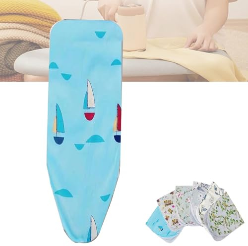 QSPNVFB Baumwolle Bügeltischbezug 80x30 cm, 100x34 cm, Universal Bügelbrettbezug, Gleitunterlage Zum Bügeln, Mit Polsterung, Elastischem, Tzebeständiger(Blue,12x30 inch(80x30 cm))