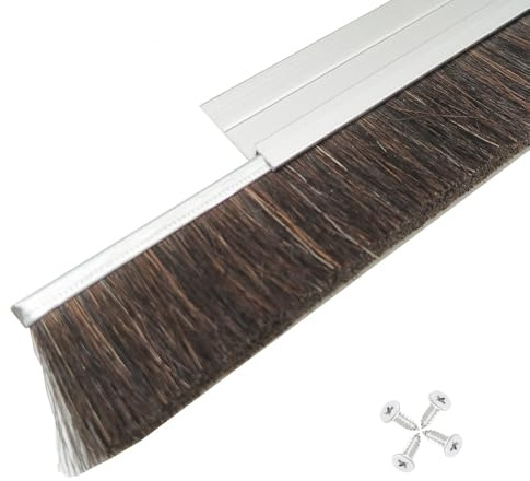 Retsun 6 Sets Horsehair 2.16 Inches x 39.37 Brush Door Sweep Door Brush Seal Roll Up Door Garage Door Sweeps Suitable for Various Floors Easy Mounting (2.16 in, 6)