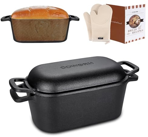3.6QT Oval Dutch Oven for Bread Baking - Pre-Seasoned Cast Iron Sourdough Bread Pan with Lid
