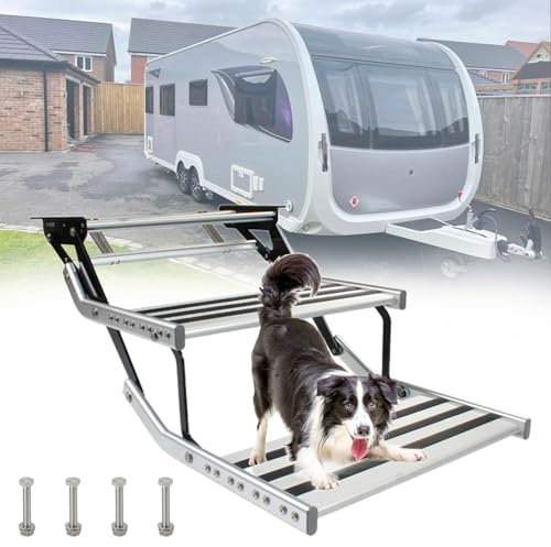 Générique Marchepied électrique/Manuel pour Camping-Car, marchepied d'entrée Pliable pour Camping-Car, escalier de Camping-Car Robuste Pliable, marchepied antidérapant, 2 marches (Manuel)