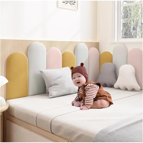 YWQJL Wandpaneele Polster Selbstklebend、Wandpaneele Kopfteil Bett、Wandkissen Mit Befestigung、Wandpolster Grau、3D Selbstklebend 3,5cm Wandaufkleber Paneele Wand(A,120)