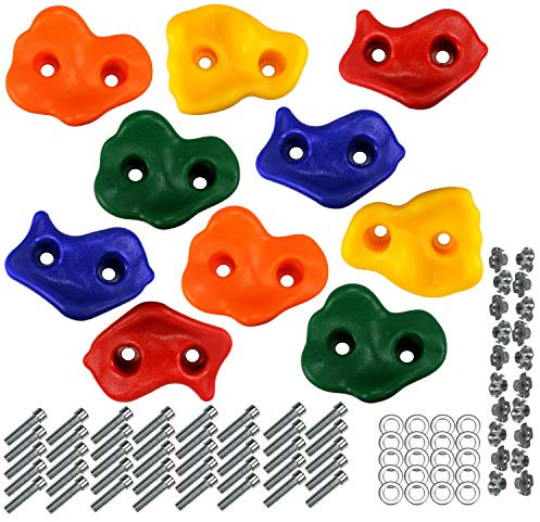 Anschütz Klettersteine für Kletterwand Kinder Outdoor Set bunt gemischt robuste Klettergriffe für Spielturm (10 Stück)