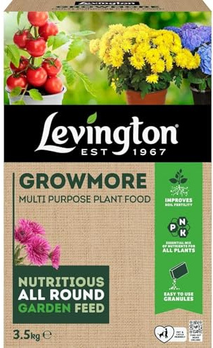 Levington Growmore Multi-Purpose Plant Food 3.5kg/9kg Bag, Balanced Granular Fertiliser for Flowers, Fruit, Vegetables, and Shrubs | Ideal for All-Round Garden Feeding (3.5kg)