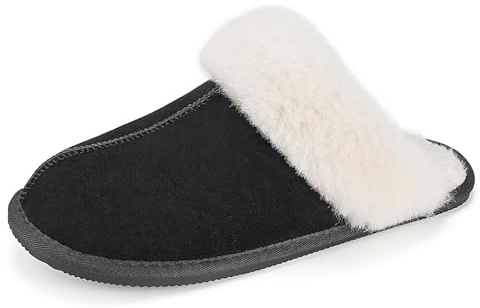 Mishansha Mujer Zapatillas de Casa Cálidas, Pantuflas Invierno Antideslizante Zapatillas de Peluche para Interior y Exterior, Tinta 42 EU