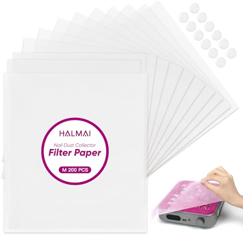 HALMAI 200 Sheets Nail Dust Collector Filter Paper, Disposable Nail Dust Filters for Most Nail Dust Collector Machine, Nail Vacuum for Nail Salon Spa Tech Supplies & Accessories (White)
