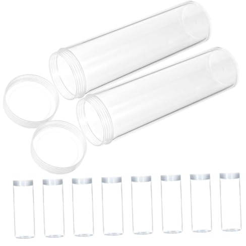 ZUNOXAZ 10 Stück Münzrollen Kunststoff Transparente Münzaufbewahrungsröhrchen aus Ps 27mm Robust und Wiederverwendbar für Münzsammlung