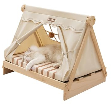 Galatée Katzenzelt, Tragbares Haustier-Tipi Mit Abnehmbarem, Waschbarem Kissen, Waschbares Hundezelt, Haustierbett Für Katzen, Hunde Und Kaninchen(Gelb)