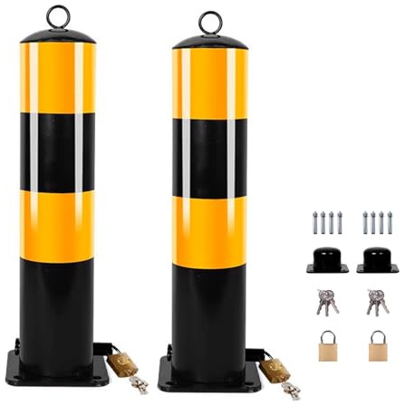 YHWKGZ Paletto di sicurezza Paletto rimovibile, paletto di parcheggio con serratura, paletto con pellicola riflettente, for il controllo del parcheggio(2pcs)