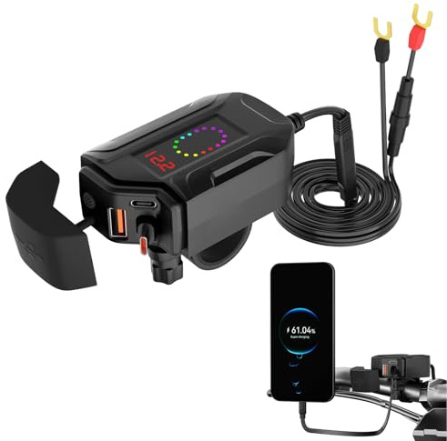 Cargador USB para Moto Impermeable,Adaptador Impermeable Tipo-C de Carga Rápida 12V-24V - Toma De Cargador USB para Motocicleta - para Acampada Vehículo Viaje por Carretera Trabajo