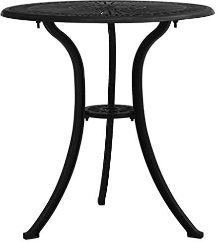 Tomostar Beistelltisch mit Sonnenschirmloch aus Metall, Bistrotisch, rund, für Balkon, Garten, Terrasse, Außenbereich, Schwarz, 62 x 62 x 65 cm, Aluminiumguss