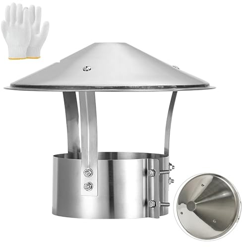Couvercle de Cheminée Ventilation en Acier Inoxydable Chapeau de Cheminée Rond Réglables Chapeau de Pluie de Toit, Ø75mm 130mm 230mm pour Granulés Chaudières(130mm)