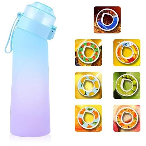 Générique Bouilloire de sport, 7 capsules aromatisées, 650 ML, différentes couleurs, sans saveur de bonbon, idéale pour l'école, la salle de sport, les voyages et d'autres occasions. (Dégradé bleu)