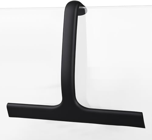 wlich Shower Squeegee, 10 Silicone Shower Wiper for Glass Doors, Black | One-Piece No-Drill Design, Flexible Silicone Squeegee for Window Cleaning, Streak-Free Cleaning Bathroom, Easy Installation
