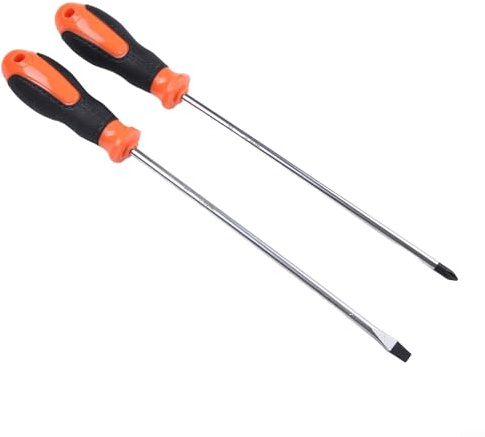 Lot de 2 tournevis allongés de 200 mm de long, pour tournevis cruciforme à tête plate pour un accès profond, outil à main d'électricien à pointe magnétique