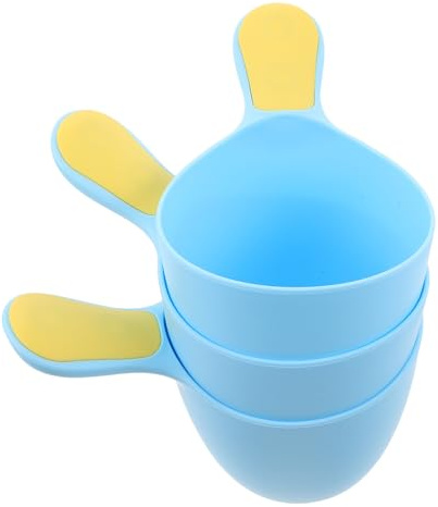 IDEANATEGRATE 3pcs Hair Washing Cups for Bath and Shampoo with Ergonomic Nonslip Pp Handles, Unique Curvature Design for Comfortable Touch, for Skin and Head Cleaning Tasks