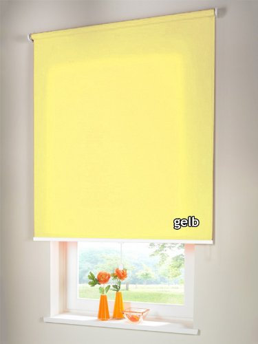 Sichtschutzrollo Mittelzugrollo Springrollo Rollo Verdunkelung 110 x 130 cm / 110x130 cm gelb
