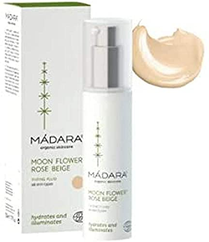 MÁDARA Organic Skincare Mondblume Rose Beige Tönungsfluid, Mit Hagebuttenextrakt aus dem Norden und natürlichen Pigmenten, leicht, erleuchtend, feuchtigkeitsspendend, vegan, Ecocert-zertifiziert, recycelbare Verpackung, 50 ml