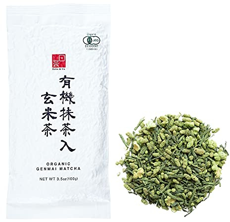 Ocha & Co. Organic Genmaicha Green Tea with Roasted Brown Rice - JAS Certified - Premium Japanese Genmai Matcha Loose Leafs & Brown Rice Blend, 100g/3.5oz.
