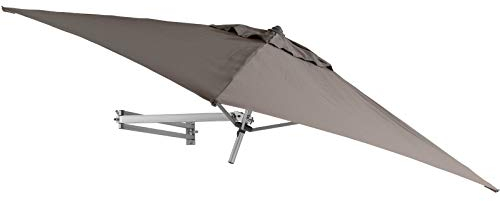 EASYSOL Sonnenschirm Wandmontage 250cm Durchmesser Rund, für Balkon, Terrasse, Garten, Parasol für die Wand, Teleskopisch und Neigbar, aus Aluminium und Polyester, taupe