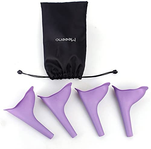 Meeeno Urinoir Féminin Portable Léger Urinoire en Silicone pour Voyage, Un Paquet de 4 (Violet, 4pcs)
