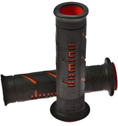 Paar Lenkergriffe Domino Motorrad Roller kompatibel mit APRILIA APRILIA APERTE RACING schwarz orange extended perforiert