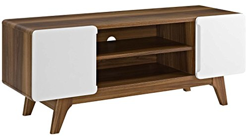 Modway Battistrada Mid-Century - Mobile TV da 47 pollici, in noce, Bianco