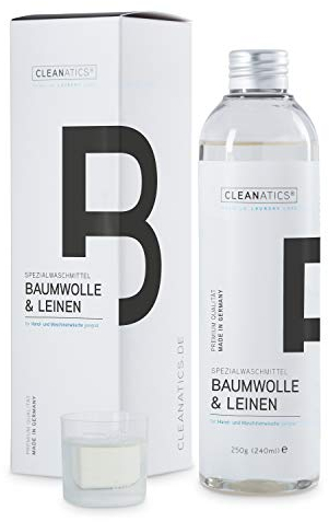 CLEANATICS Baumwoll-Waschmittel für Babyprodukte aus Musselin, Stoffwindeln, Spucktücher, Bettschlange - Konzentrat für Buntwäsche, Leinenhosen, Leinenhemd, Hanffasern, Ramie & Cotton (250 g)