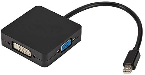 ZZjingli Accessoires informatiques 3 en 1 Mini DP mâle vers HDMI + VGA + DVI Femelle Adaptateur carré, Longueur du câble: 18cm (Noir) (Blanc) (Color : Black)