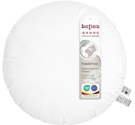 beties - PublikFree - Rundkissen Ø 50 cm – 320 g Faserbällchen – tierfreies Premium Innenkissen & Kissenfüllung – Baumwoll Inlett waschbar – Sofakissen rund – weich & bauschig