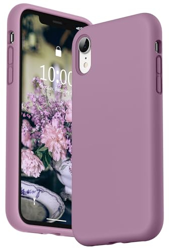 SURPHY für iPhone XR Hülle Silikon, Stoßfest Handyhülle iPhone XR Case aus Flüssigsilikon Schutzhülle mit weichem Mikrofaser-Kissen, 6,1 Zoll (2018), Flieder Lila