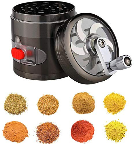 Hand Gewürzmühle Metall Kräutermühle mit Pollenfänger, manuelle Gewürzmühle mit Schublade, verbessert