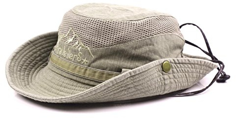 KeepSa Cotton Sun Hat UV Protection Beach Hat Safari Hat Foldable Fishing Hat with Breathable Mesh and Adjustable Chin Strap, Khaki, 56-59