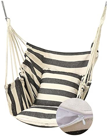 SRHWBF Hängesessel Zum Aufhängen Übergroßer Schaukelsitz Aus Seil Mit 2 Kissen Perfekt Für Drinnen Und Draußen Zuhause Schlafzimmer Terrasse (Zebra)