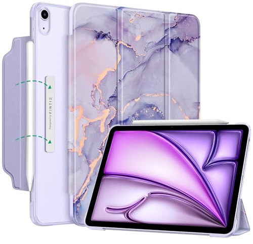 Fintie Hülle für iPad Air 11 Zoll M4/M3/M2, iPad Air 5./4. Gen 10,9 Zoll | [Magnetverschluss] Leichte Standhülle mit Durchscheinend Mattierter Rückseite Cover, Auto Schlaf/Wach Funktion, LilaMarmor