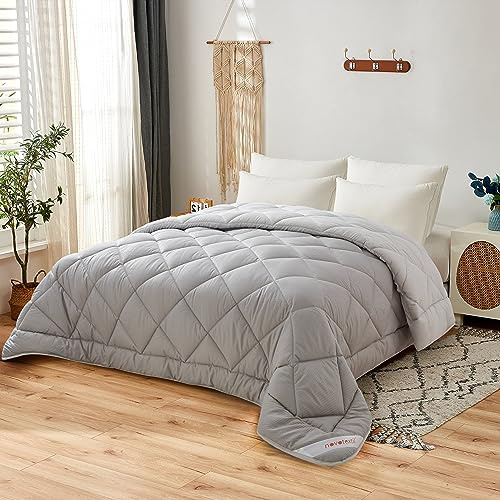 NH NOVOTEXTIL HOGAR Edredón Relleno Nórdico Cama 135 (230x270), Edredón Bicolor de Fibra 350 gr/m² - Nórdico Invierno Suave, Ligero, Reversible y Transpirable (Gris/Gris)