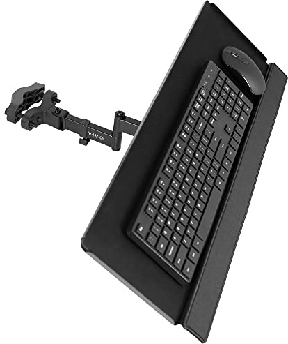 VIVO Steel Universal Full Motion Pole Mount, 26 Inch Keyboard and Mouse Tray, Ergonomic Tilt, 360 Degree Rotation, Neutral Writing Position, Black, Mount-POLEKB