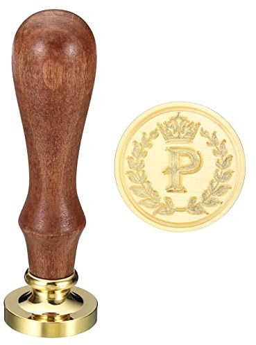 PATIKIL Alphabet P Wachs Siegel Stempel Initiale Buchstabe Siegel Stil 4 | Wachs Stempel, Abnehmbarer Messingkopf, Hölzerne Handgriff, Klassisch Retro, für Umschlag Einladungskarten