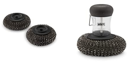 Weber Replacement Sponge Head, Black & Éponge Métallique pour Plancha - Éponge avec Distributeur de Savon Intégré, Nettoyage Planchas et Grilles de Cuisson, Tête Remplaçable Longue Durée - (6209)